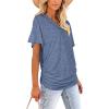 imageWIHOLL Womens Short Sleeve V Neck Dolman Tops with Side Shirring Loose Fit Shirts5light Blue