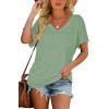 imageWIHOLL Womens Short Sleeve V Neck Dolman Tops with Side Shirring Loose Fit Shirts5light Green