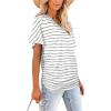 imageWIHOLL Womens Short Sleeve V Neck Dolman Tops with Side Shirring Loose Fit Shirts6grey Stripes