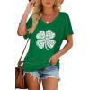 imageWIHOLL Womens Short Sleeve V Neck Dolman Tops with Side Shirring Loose Fit Shirts7clover