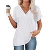 imageWIHOLL Womens Summer Tops Short Dolman Sleeve Shirts 2025 Fashion V Neck Outfits Clothes1white