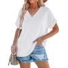 imageWIHOLL Womens Summer Tops Short Dolman Sleeve Shirts 2025 Fashion V Neck Outfits Clothes1white