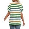 imageWIHOLL Womens Summer Tops Short Dolman Sleeve Shirts 2025 Fashion V Neck Outfits Clothes2striped  Green