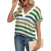 imageWIHOLL Womens Summer Tops Short Dolman Sleeve Shirts 2025 Fashion V Neck Outfits Clothes2striped  Green