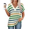 imageWIHOLL Womens Summer Tops Short Dolman Sleeve Shirts 2025 Fashion V Neck Outfits Clothes2striped  Green