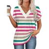 imageWIHOLL Womens Summer Tops Short Dolman Sleeve Shirts 2025 Fashion V Neck Outfits Clothes2striped  Hot Pink