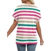 imageWIHOLL Womens Summer Tops Short Dolman Sleeve Shirts 2025 Fashion V Neck Outfits Clothes2striped  Hot Pink