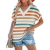 imageWIHOLL Womens Summer Tops Short Dolman Sleeve Shirts 2025 Fashion V Neck Outfits Clothes2striped  Orange