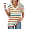 imageWIHOLL Womens Summer Tops Short Dolman Sleeve Shirts 2025 Fashion V Neck Outfits Clothes2striped  Orange