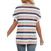 imageWIHOLL Womens Summer Tops Short Dolman Sleeve Shirts 2025 Fashion V Neck Outfits Clothes2striped  Pink