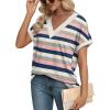 imageWIHOLL Womens Summer Tops Short Dolman Sleeve Shirts 2025 Fashion V Neck Outfits Clothes2striped  Pink