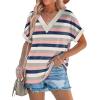 imageWIHOLL Womens Summer Tops Short Dolman Sleeve Shirts 2025 Fashion V Neck Outfits Clothes2striped  Pink