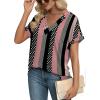 imageWIHOLL Womens Summer Tops Short Dolman Sleeve Shirts 2025 Fashion V Neck Outfits Clothes3black Stripes