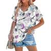 imageWIHOLL Womens Summer Tops Short Dolman Sleeve Shirts 2025 Fashion V Neck Outfits Clothes3purple Printed