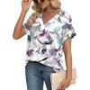 imageWIHOLL Womens Summer Tops Short Dolman Sleeve Shirts 2025 Fashion V Neck Outfits Clothes3purple Printed