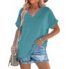 imageWIHOLL Womens Summer Tops Short Dolman Sleeve Shirts 2025 Fashion V Neck Outfits ClothesBlue