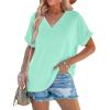 imageWIHOLL Womens Summer Tops Short Dolman Sleeve Shirts 2025 Fashion V Neck Outfits ClothesGreen