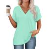 imageWIHOLL Womens Summer Tops Short Dolman Sleeve Shirts 2025 Fashion V Neck Outfits ClothesGreen