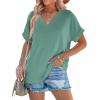 imageWIHOLL Womens Summer Tops Short Dolman Sleeve Shirts 2025 Fashion V Neck Outfits ClothesGreen Blue