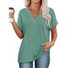 imageWIHOLL Womens Summer Tops Short Dolman Sleeve Shirts 2025 Fashion V Neck Outfits ClothesGreen Blue