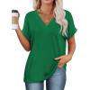 imageWIHOLL Womens Summer Tops Short Dolman Sleeve Shirts 2025 Fashion V Neck Outfits ClothesGreen2