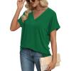 imageWIHOLL Womens Summer Tops Short Dolman Sleeve Shirts 2025 Fashion V Neck Outfits ClothesGreen2