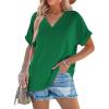 imageWIHOLL Womens Summer Tops Short Dolman Sleeve Shirts 2025 Fashion V Neck Outfits ClothesGreen2