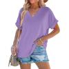 imageWIHOLL Womens Summer Tops Short Dolman Sleeve Shirts 2025 Fashion V Neck Outfits ClothesLight Purple