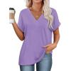 imageWIHOLL Womens Summer Tops Short Dolman Sleeve Shirts 2025 Fashion V Neck Outfits ClothesLight Purple