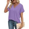 imageWIHOLL Womens Summer Tops Short Dolman Sleeve Shirts 2025 Fashion V Neck Outfits ClothesLight Purple