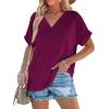 imageWIHOLL Womens Summer Tops Short Dolman Sleeve Shirts 2025 Fashion V Neck Outfits ClothesPurple