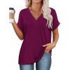 imageWIHOLL Womens Summer Tops Short Dolman Sleeve Shirts 2025 Fashion V Neck Outfits ClothesPurple
