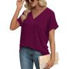 imageWIHOLL Womens Summer Tops Short Dolman Sleeve Shirts 2025 Fashion V Neck Outfits ClothesPurple