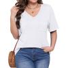 imageWIHOLL Womens Summer Tops V Neck Short Sleeve T Shirts Dressy Casual Basic Tee Clothes 2025A  White