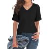 imageWIHOLL Womens Summer Tops V Neck Short Sleeve T Shirts Dressy Casual Basic Tee Clothes 2025B  Black