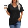 imageWIHOLL Womens Summer Tops V Neck Short Sleeve T Shirts Dressy Casual Basic Tee Clothes 2025B  Black