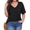 imageWIHOLL Womens Summer Tops V Neck Short Sleeve T Shirts Dressy Casual Basic Tee Clothes 2025B  Black