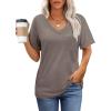 imageWIHOLL Womens Summer Tops V Neck Short Sleeve T Shirts Dressy Casual Basic Tee Clothes 2025C  Dark Gray