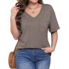 imageWIHOLL Womens Summer Tops V Neck Short Sleeve T Shirts Dressy Casual Basic Tee Clothes 2025C  Dark Gray