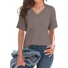 imageWIHOLL Womens Summer Tops V Neck Short Sleeve T Shirts Dressy Casual Basic Tee Clothes 2025C  Dark Gray