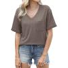 imageWIHOLL Womens Summer Tops V Neck Short Sleeve T Shirts Dressy Casual Basic Tee Clothes 2025C  Dark Gray