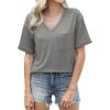 imageWIHOLL Womens Summer Tops V Neck Short Sleeve T Shirts Dressy Casual Basic Tee Clothes 2025D  Grey