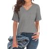 imageWIHOLL Womens Summer Tops V Neck Short Sleeve T Shirts Dressy Casual Basic Tee Clothes 2025D  Grey