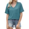 imageWIHOLL Womens Summer Tops V Neck Short Sleeve T Shirts Dressy Casual Basic Tee Clothes 2025F  Lake Blue