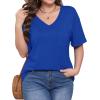 imageWIHOLL Womens Summer Tops V Neck Short Sleeve T Shirts Dressy Casual Basic Tee Clothes 2025G  Navy Blue