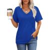 imageWIHOLL Womens Summer Tops V Neck Short Sleeve T Shirts Dressy Casual Basic Tee Clothes 2025G  Navy Blue
