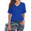 imageWIHOLL Womens Summer Tops V Neck Short Sleeve T Shirts Dressy Casual Basic Tee Clothes 2025G  Navy Blue