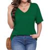 imageWIHOLL Womens Summer Tops V Neck Short Sleeve T Shirts Dressy Casual Basic Tee Clothes 2025H  Dark Green