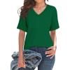 imageWIHOLL Womens Summer Tops V Neck Short Sleeve T Shirts Dressy Casual Basic Tee Clothes 2025H  Dark Green