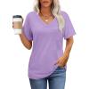 imageWIHOLL Womens Summer Tops V Neck Short Sleeve T Shirts Dressy Casual Basic Tee Clothes 2025P  Purple
